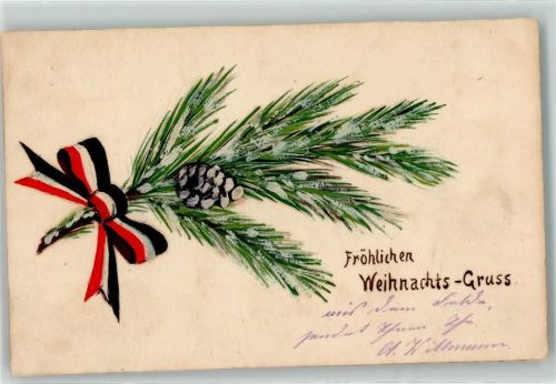 1915 handgemalt Schleife Schwarz-Weiß-Rot Feldpost WK I 5. Res. Korps