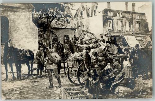 Tapiau Heimkehr ostpreußischer Flüchtlinge Marktplatz Foto AK