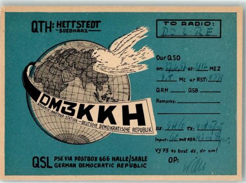 06333 O4270 Hettstedt , Sachs-Anh KEINE AK Amateurfunk QSL-Karte