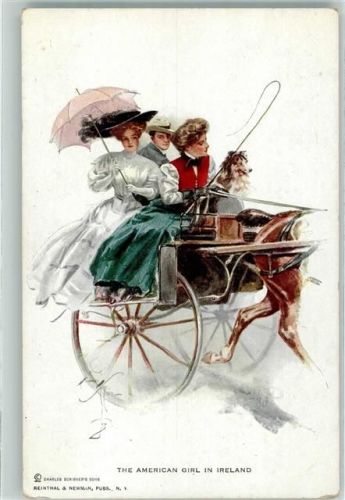 Nr. 102 The American Girl in Ireland Kutsche Reinthal u. Newman Künstlerkarte