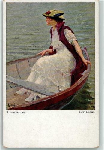 Traumverloren Frau im Ruderboot