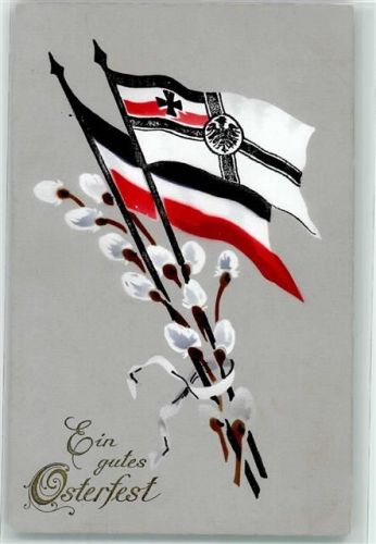 Kriegsfahne Kätzchenzweige Ostern