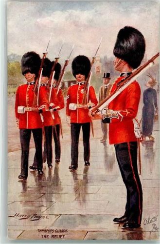 The Scots Guards The Relief Uniform sign.Payne Harry Tucks Oilette Nr.8625