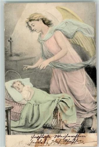 1901 Kind schläft in der Rattan Wiege