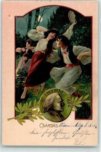 1903 Csardas Eine heißblütige Ungarin tanzt zur Geige im Mondschein