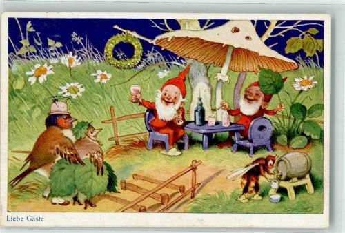 1941 vermenschlicht Zwerg Pilz Vögel Verlag Oppel & Hess Serie 1457-2