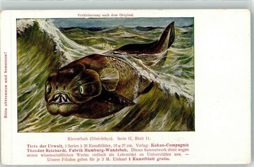 Wandsbek Riesenfisch Serie II Blatt 11 Tiere der Urwelt Werbung Kakao Reichardt