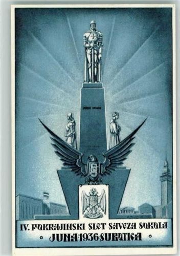 Subotica Szabadka IV. Pokrajinski Slet Saveza Sokola Kraljevine Jugoslavije Turnfest Politik Motiv Serbien 1936 Gebrauchsspuren