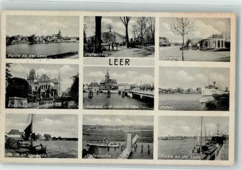 Leer 1941 Rathaus Evenburg Denkmal Hafen Feldpost WK II