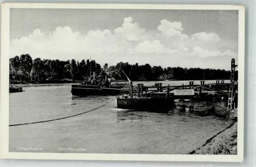 77963 W7635 Ottenheim , Schwarzw Foto AK Schiffbrücke