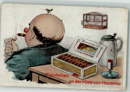 Humor Mondschei a. d. Kiste v. Havanna Bierkrug Streichholz WBSS 170
