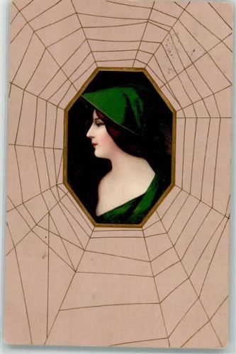 1898 Spinnennetz Frau Lithographie