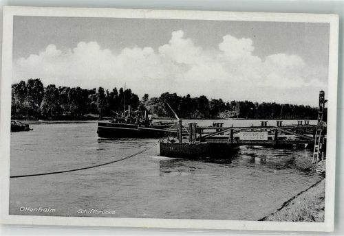 77963 W7635 Ottenheim , Schwarzw Foto AK Schiffbrücke