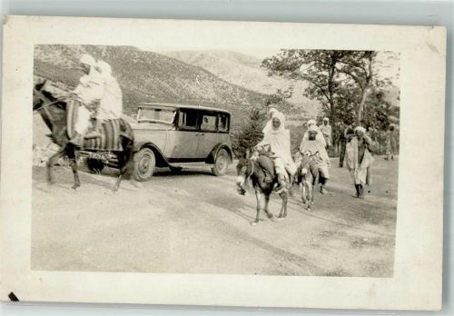 Tracht Esel Auto Motiv Algerien Foto AK