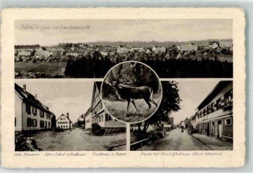 Göttelfingen Rathaus Gasthaus zur Sonne Handlung A.Minhardt Foto-AK
