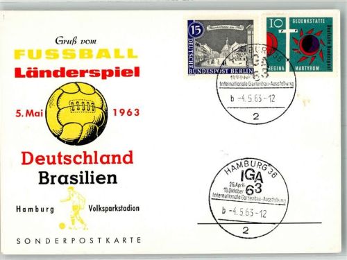 Hamburg Länderspiel Deutschland-Brasilien Volksparkstadion Sonderpostkarte