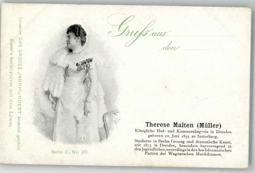 Therese Malten Müller d. Gr. Jahrhundert Serie C No. 67 Esser`s Seifenpulver m.d. Löwen Opernsänger Werbe AK