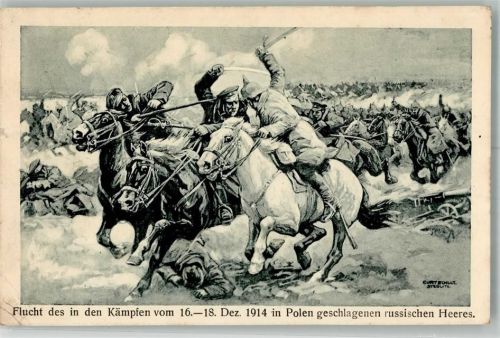 WK I Flucht in Polen geschlagenen russischen Heeres sign. Curt Schulz