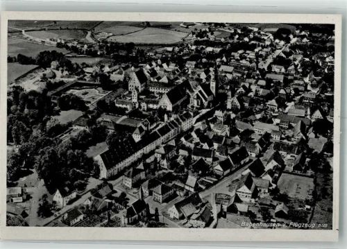 87727 W8943 Babenhausen , Schwab 1944 Foto AK Fliegeraufnahme Strähle