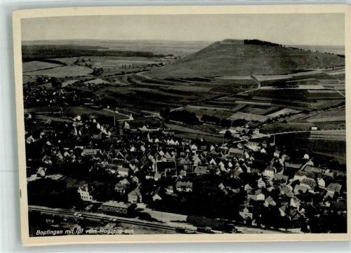 Bopfingen 1937 Fliegeraufnahme des Ortes mit dem Ipf Original aufmontierte Verlagsmusterkarte