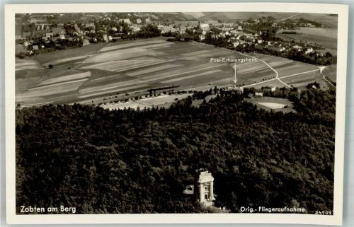 Zobten am Berge 1938 Fliegeraufnahme Pension Post-Erholungsheim Denkmal