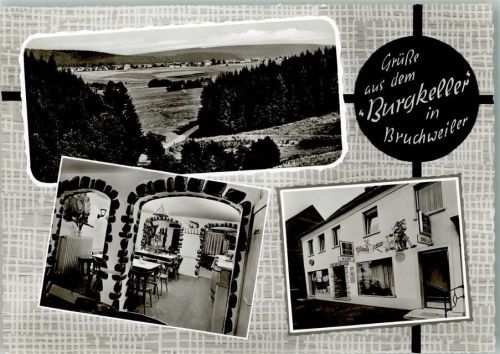 Bruchweiler Gasthaus zum Burgkeller Innenaufnahme Gastraum Ortsansicht 3-Bildaufnahme