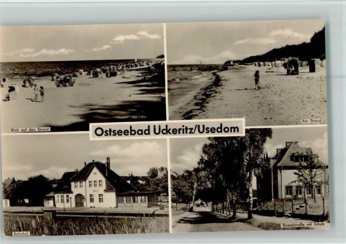 17459 O2235 Ückeritz , Usedom - Blick auf den Strand Bahnhof Strandstraße mit Schule 4-Bildaufnahme