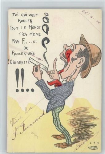 Karikatur - Cigaretten 1904 signiert Ruam