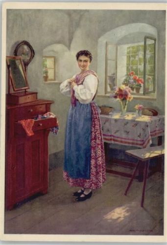 Werbung - Mode Kleid und Heim - Künstler sign Schuster - ca 1935 AK