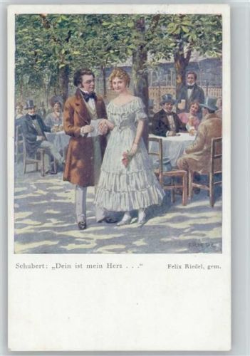 1920 Schubert mit Glamour Dame, Dein ist mein Herz , sign Feliy Riedel