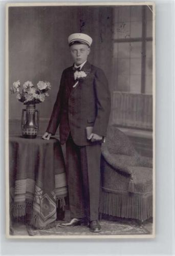 1927 Foto AK Blumenvase Konfirmation Abi