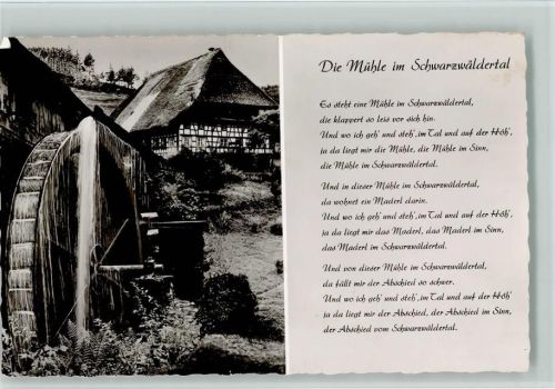 Liederkarte - Die Mühle im Schwarzwäldertal 1958 GMT Verlag 425 B 285 TeEA Wassermühle