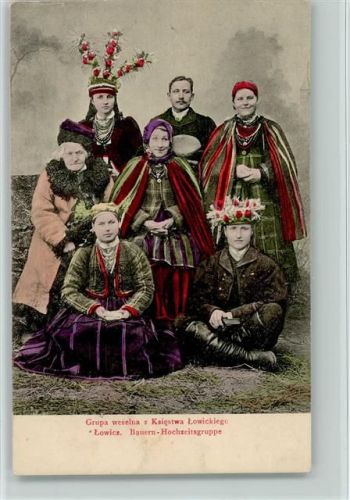 1916 Polen - Bauern Hochzeitsgruppe in Lowicz