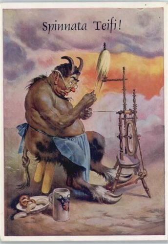Der Teufel mit einem Spinnrad, Bierkrug , Lengauer Nr. 3051