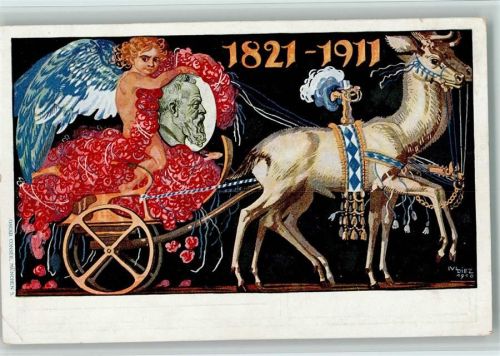 sign Diez - Ganzsache 1821-1911 Bayern - Rentierkutsche mit Engel