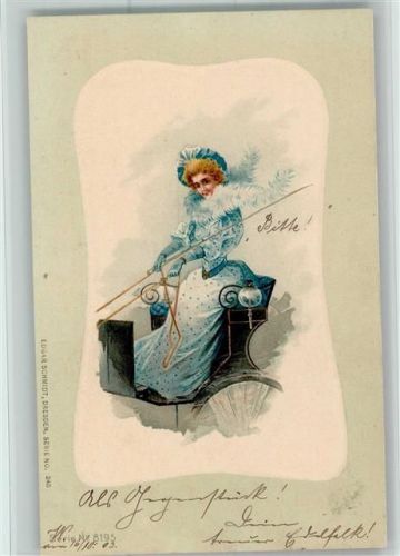 Serie 8195 - Verlag Edgar Schmidt - Glamour Frau in der Kutsche AK