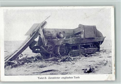 Tafel B- Zerstörter englischer Tank Panzer (WK I)