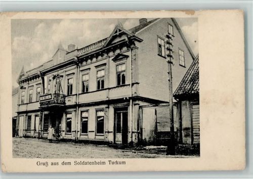 Tuckum 1917 WK I Soldatenheim AK Am Rand oben Flecken u. kl. Beschädigung