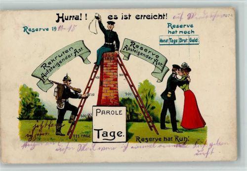 Soldatenlitho - Hurra - es ist erreicht Nr. 7074 AK
