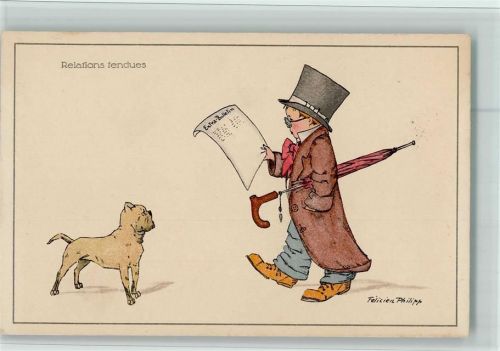 Serie 337-3 - Hund und Junge , Regenschirm, Zeitung lesen