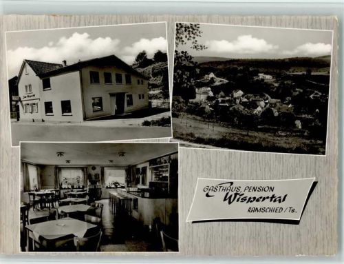 Ramschied Gasthaus Pension Zum Wispertal Innenaufnahme Gastraum Ortsansicht 3-Bildaufnahme