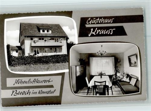 Buoch Gästehaus Krauss mit Innenansicht 1960 , gute Erhaltung AK