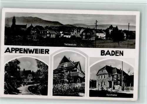 Appenweier 1939 Apotheke, Dorfidyll, Landhaus v. Ebner, gute Erhaltung AK