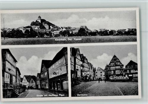 Kirchhain Ortsansicht Straße mit Kaufhaus Figge Marktplatz Fachwerkhaus