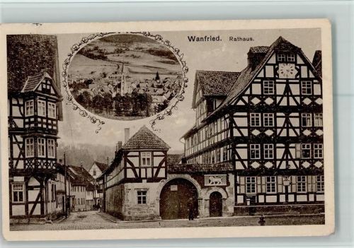 37281 W3442 Wanfried 1921 Fotomontage AK Rathaus und Gasse AK Photografie von Oscar Teilgmann AK