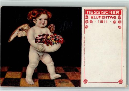 Darmstadt 1911 Hessischer Blumentag Engel