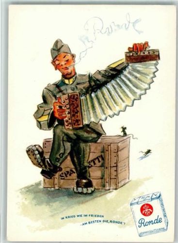 Serie mit Ronde Zigaretten beim Militär , Ziehharmonika - sehr gute Erhaltung