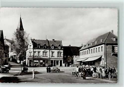 Wiebelskirchen 1953 Marktplatz , viele Menschen AK