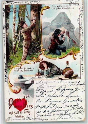 Poesie, Liebe - Dein sei mein Herz und soll es ewig bleiben AK Schreiben 1899 Gebrauchsspuren