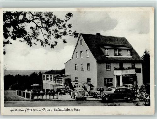 61479 W6246 Glashütten , Taunus - Waldrestaurant Veidt, Autos - VW Käfer, gute Erhaltung AK